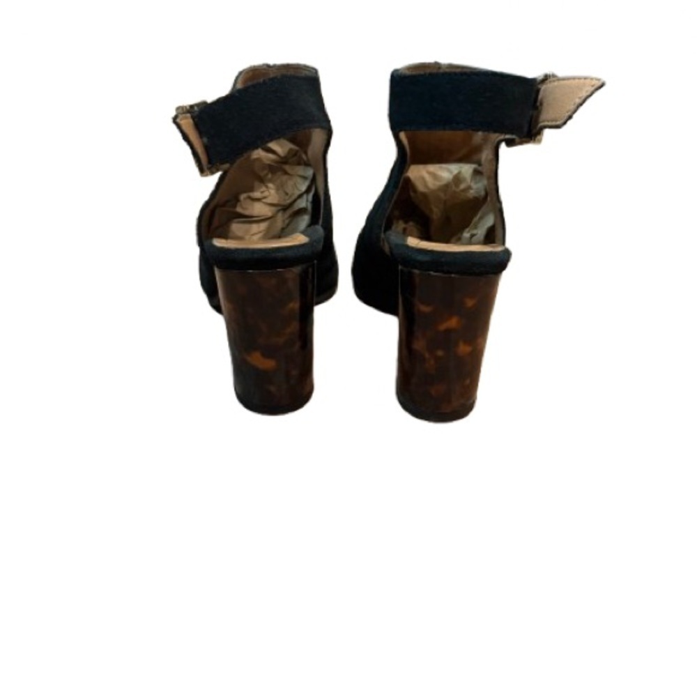 Vionic Lacey Black Suede Slingback Booties 6.5 Tortoise Block Heel - Picture 4 of 9